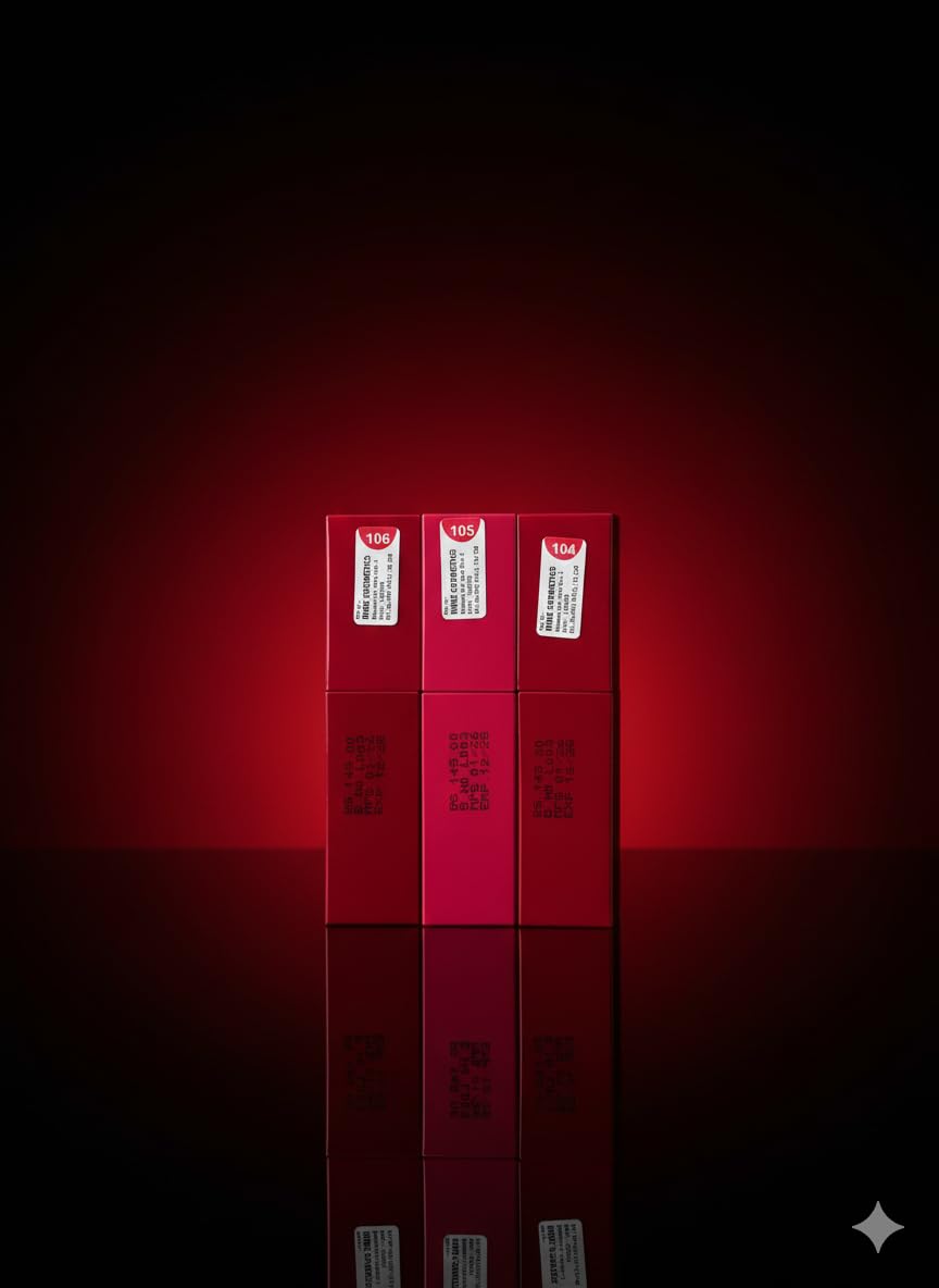 RIAN SPAGLO Matte Liquid Lipstick Combo – Shade 104 Ruby Flame + 105 Rosy Blush + 106 Cherry Crush | Matte Finish | Long Lasting | Set of 3