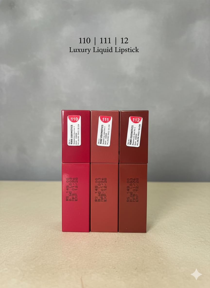 RIAN SPAGLO Liquid Lipstick Set of 3 | Shades 110 Ruby Desire, 111 Burnt Rose & 112 Mocha Brown | Long Stay, Waterproof & Kissproof Matte Finish