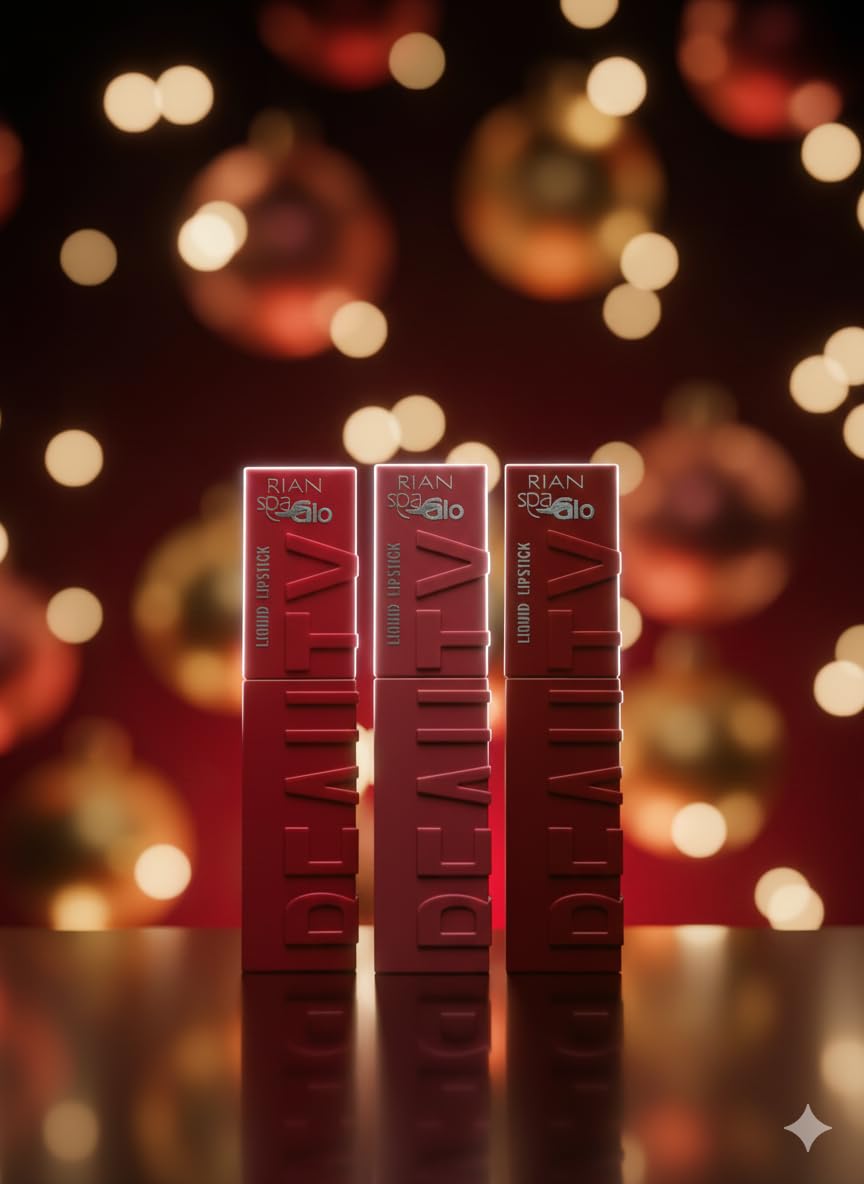 RIAN SPAGLO Matte Liquid Lipstick Combo – Shade 104 Ruby Flame + 105 Rosy Blush + 106 Cherry Crush | Matte Finish | Long Lasting | Set of 3