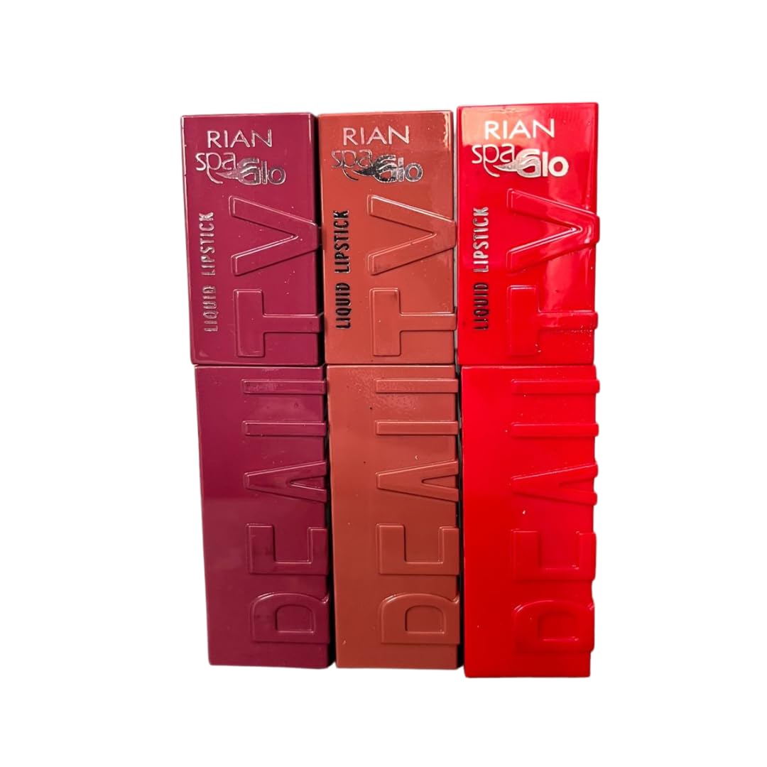RIAN SPAGLO Matte Liquid Lipstick Combo – Shade 101 Red Velvet + 102 Wine Muse + 103 Nude Caramel | Matte Finish | Long Lasting | Set of 3