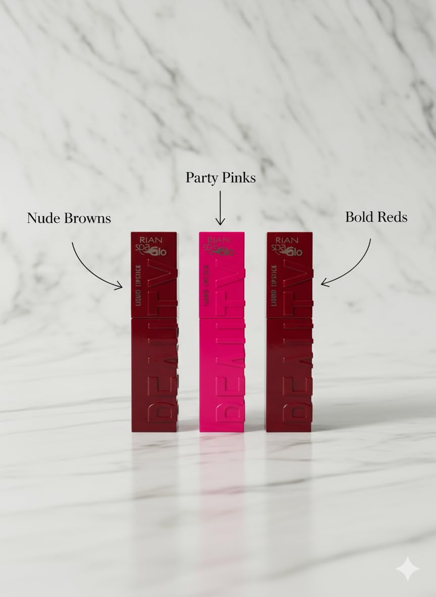 RIAN SPAGLO Liquid Lipstick Set of 3 | Shades 107 Wine Charm, 108 Pink Pop & 109 Berry Crush | Long Stay, Waterproof & Kissproof Matte Finish