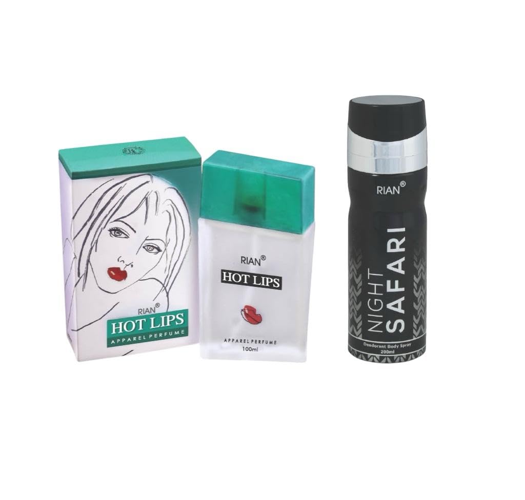RIAN Hotlips Apparel Perfume (100ml) & Night Safari Deodorant (200ml) Combo