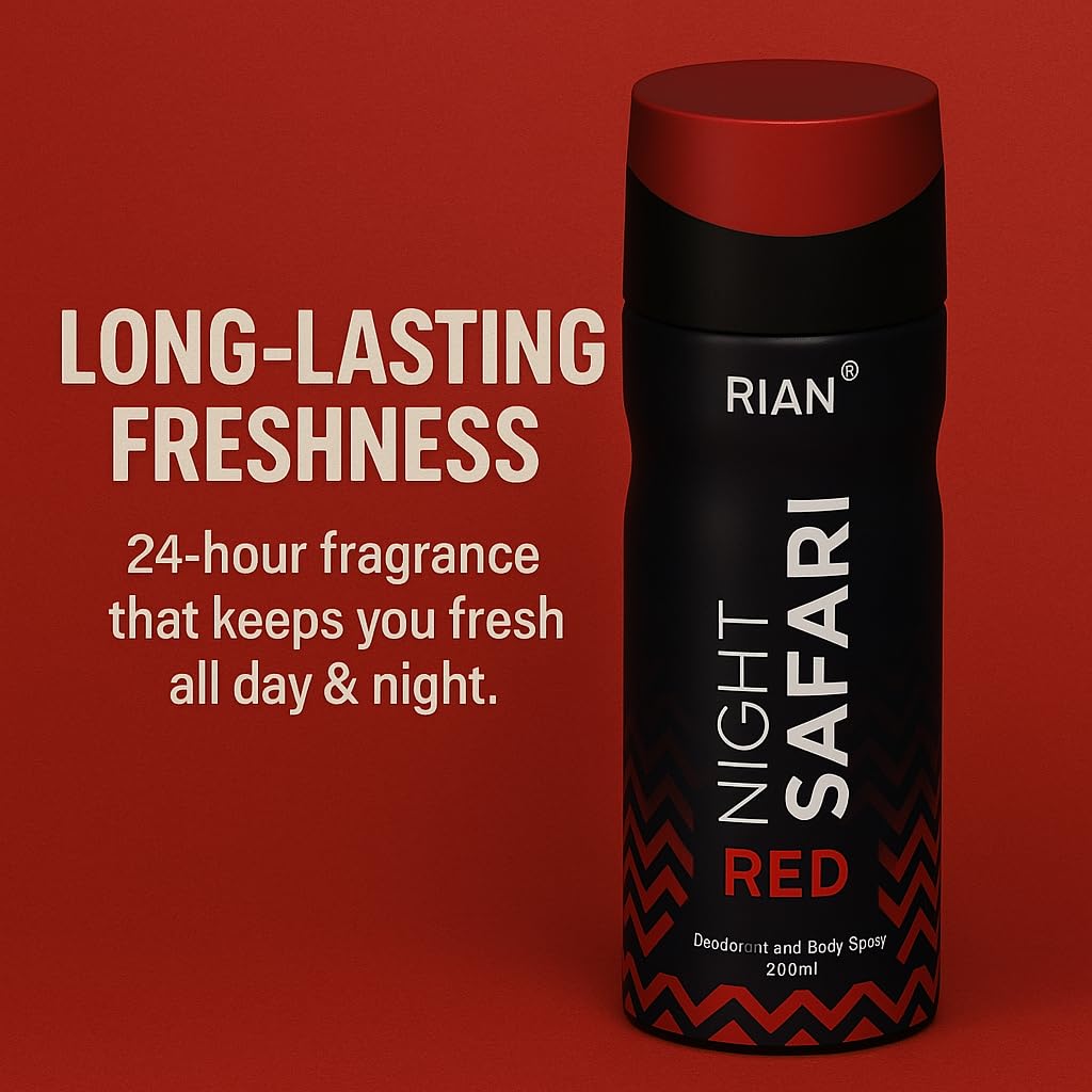 RIAN Night Safari Red Deodorant Body Spray (200 ml)