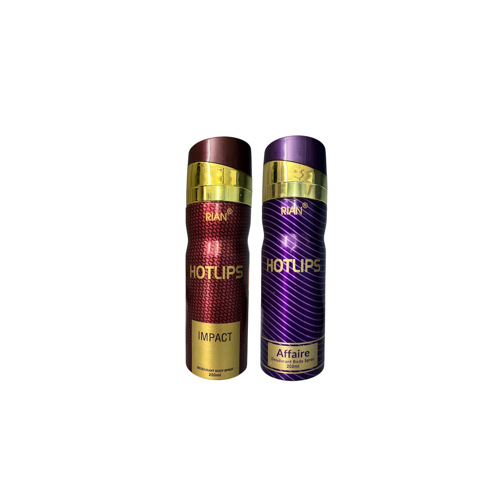 Rian Hot Lips Deodorant Body Spray Combo – Affaire & Impact (2 x 200ml)