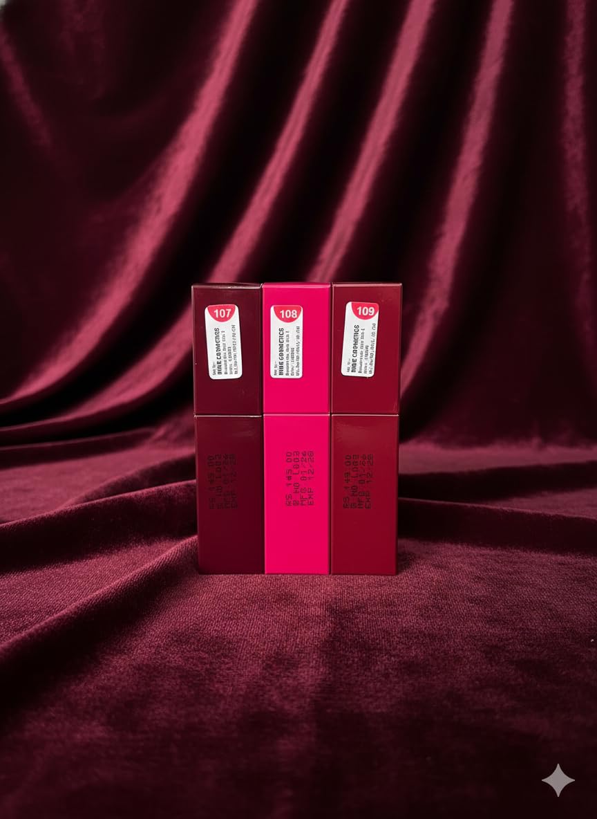 RIAN SPAGLO Liquid Lipstick Set of 3 | Shades 107 Wine Charm, 108 Pink Pop & 109 Berry Crush | Long Stay, Waterproof & Kissproof Matte Finish