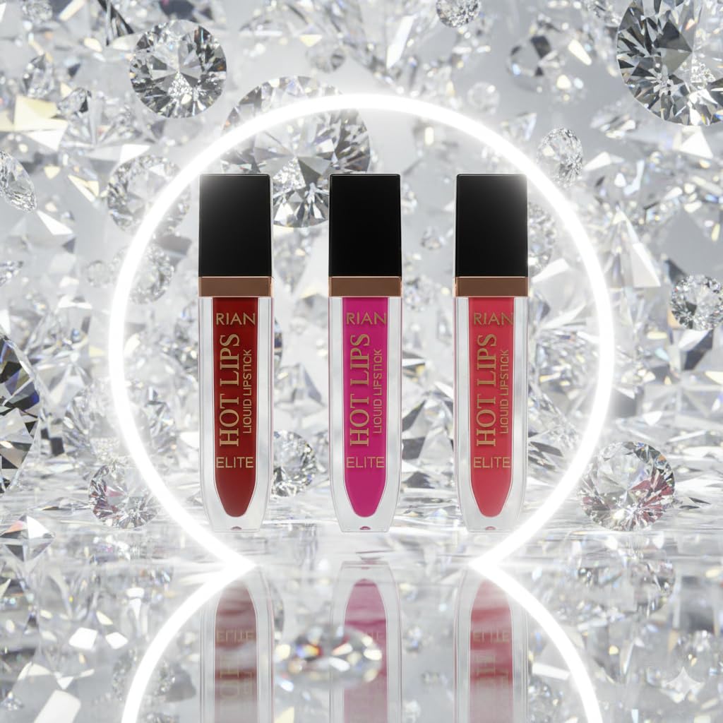 RIAN Hot Lips Elite Liquid Lipstick Set, 3 Colors Pack, Red Pink Brown Shades 109,103, 105