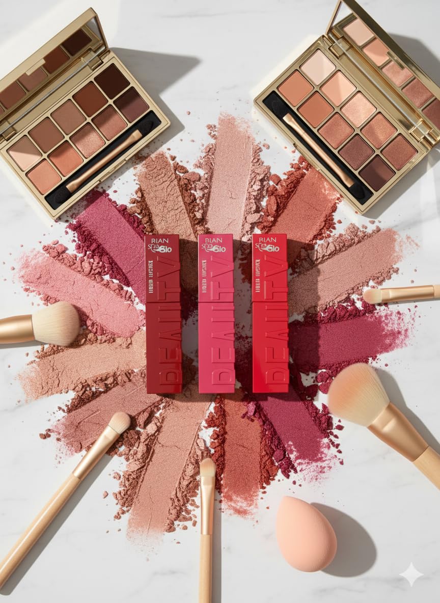 RIAN SPAGLO Matte Liquid Lipstick Combo – Shade 104 Ruby Flame + 105 Rosy Blush + 106 Cherry Crush | Matte Finish | Long Lasting | Set of 3