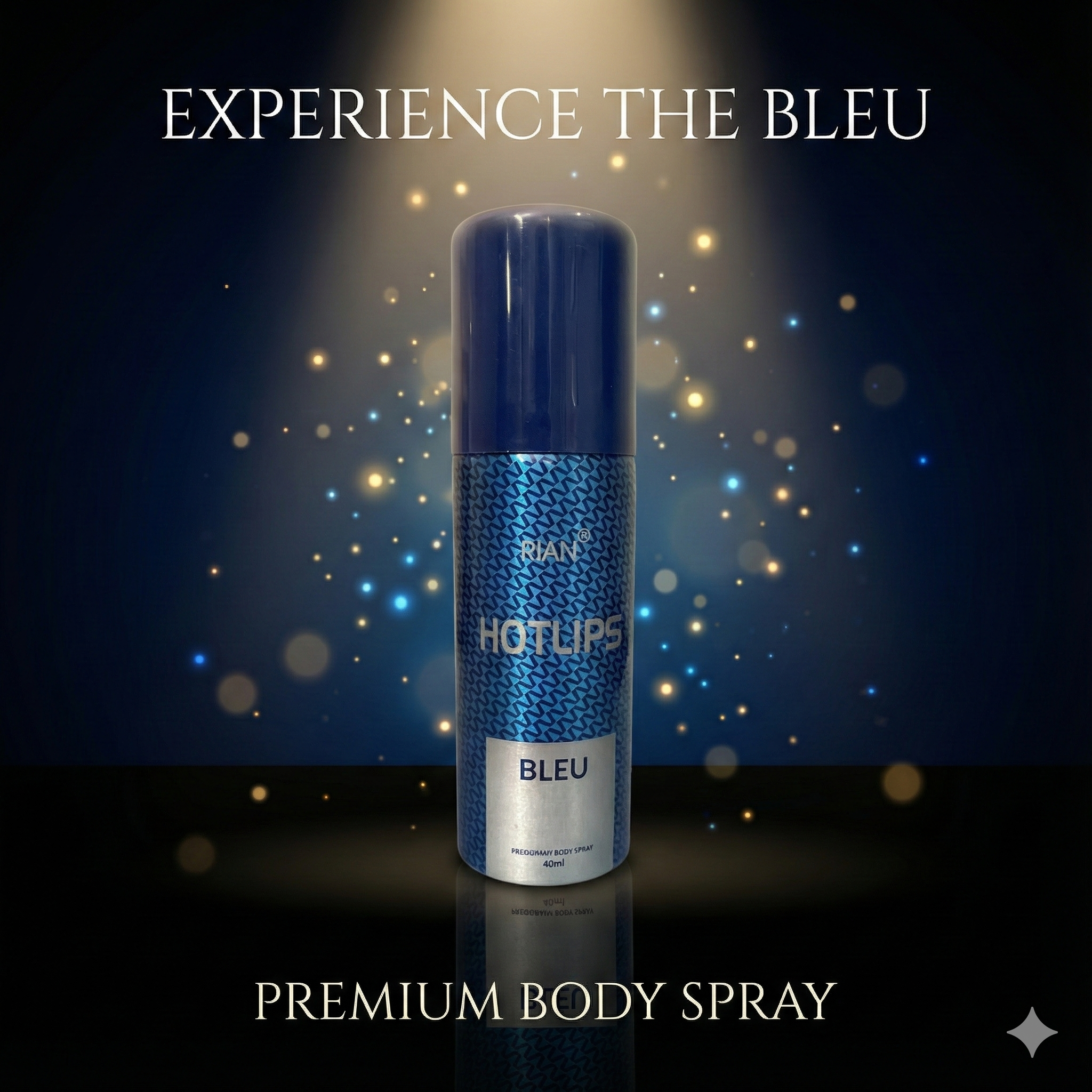 Click to see full view  Ask Rufus  What does it smell like?   Is this deodorant long-lasting?   Can it be used on sensitive skin?   Ask something else RIAN Hotlips Bleu Deodorant Body Spray – 40ml