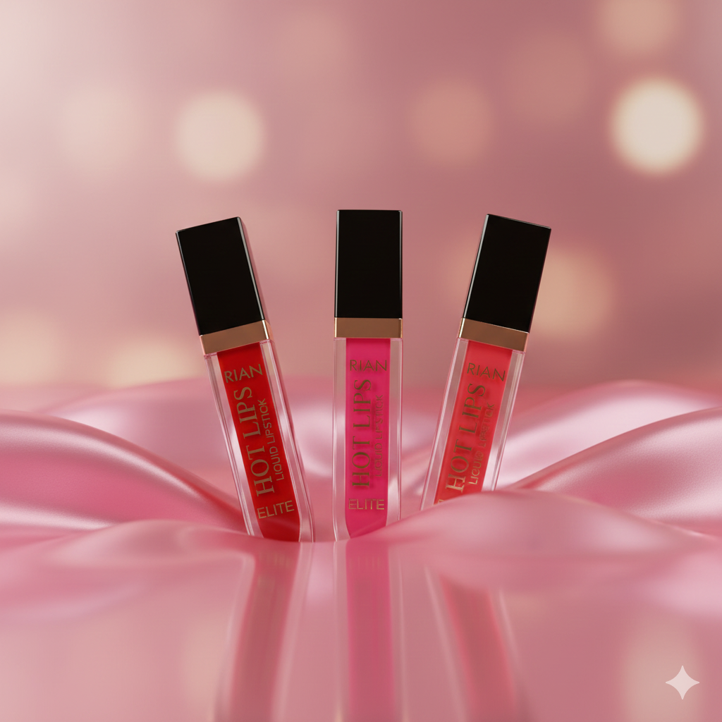 RIAN Hot Lips Elite Liquid Lipstick Set, 3 Colors Pack, Red Pink Brown Shades 109,103, 105