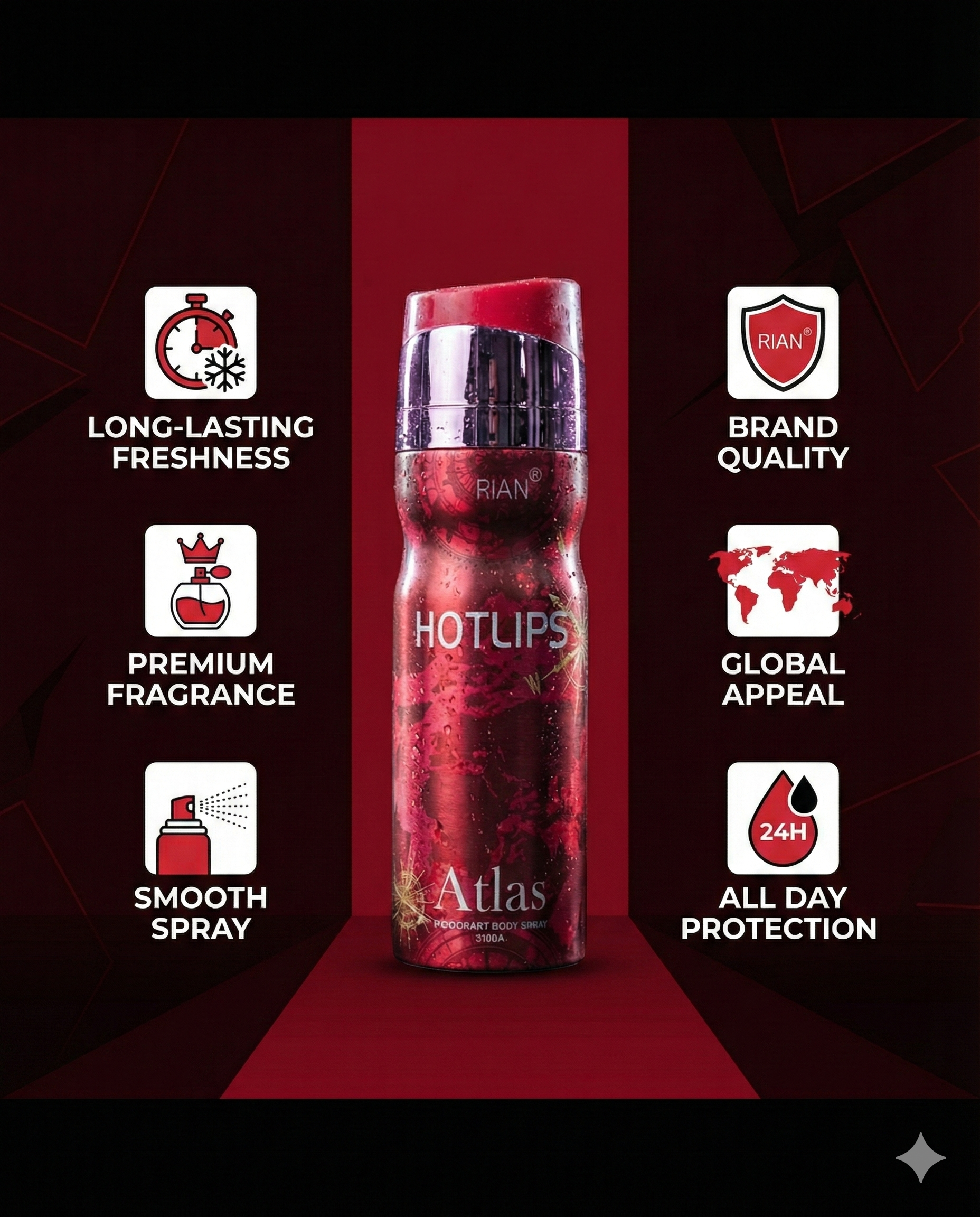 RIAN HOTLIPS Atlas Deodorant Body Spray – 200ml