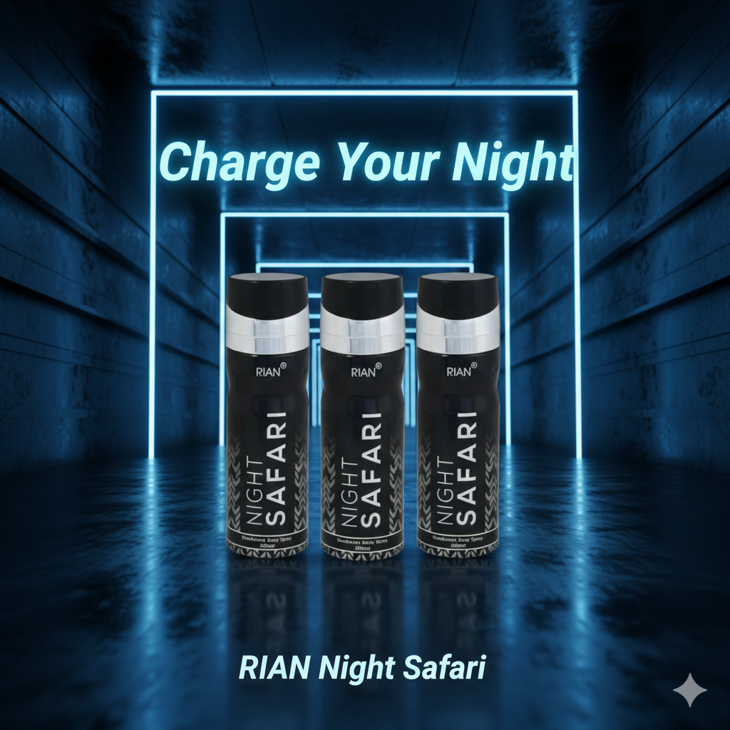 RIAN Night Safari Deodorant Body Spray - 200ml Set of 3