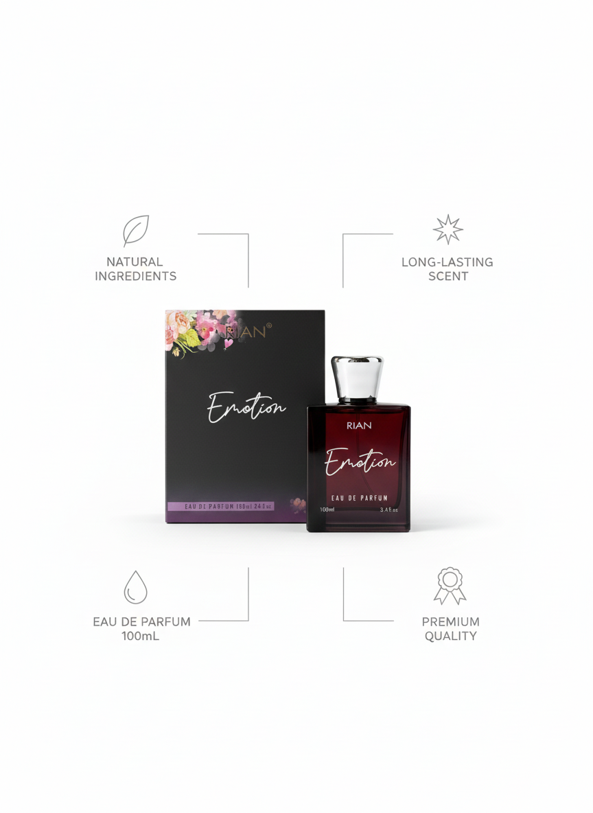 RIAN Emotion Eau De Parfum – 100ml | Premium Long-Lasting Perfume for Men & Women | Elegant Fragrance | Luxury Gift Pack