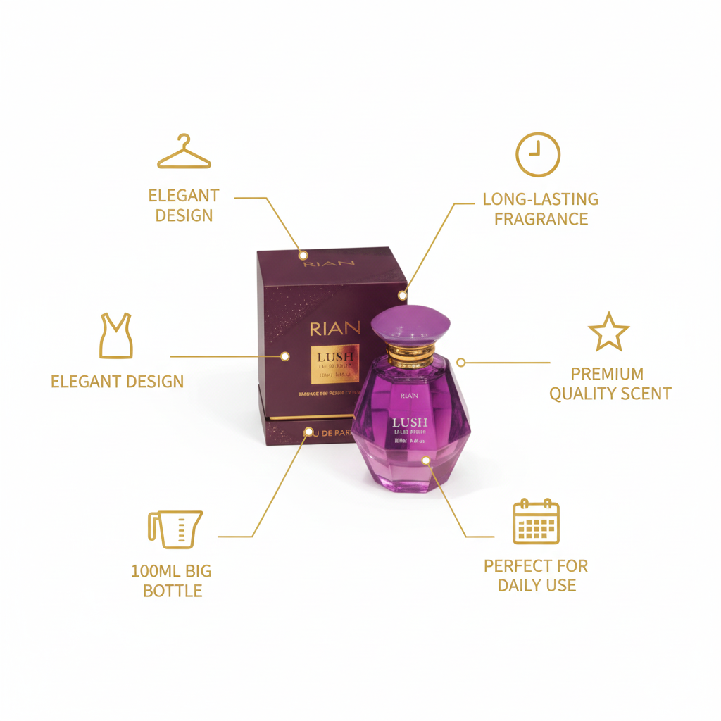 RIAN LUSH Eau de Parfum for Women – 100ml | Long-Lasting Luxury Fragrance | Elegant & Premium Scent for Everyday & Special Occasions