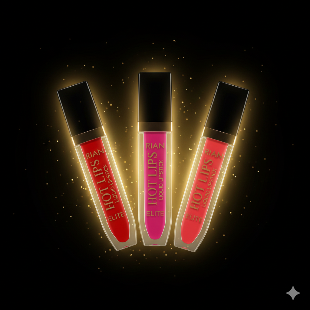 RIAN Hot Lips Elite Liquid Lipstick Set, 3 Colors Pack, Red Pink Brown Shades 109,103, 105