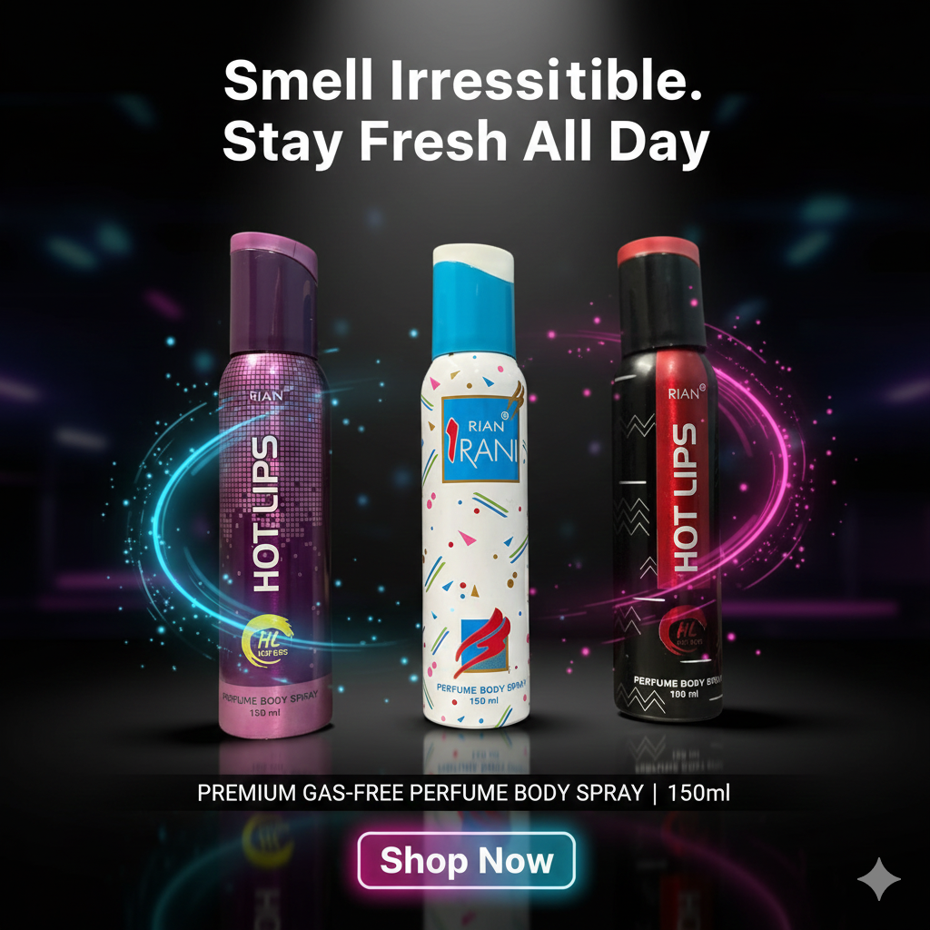 Rian Perfume Body Spray Combo – Hot Lips RED, PRIETY, IRANI (3 x 150ml)