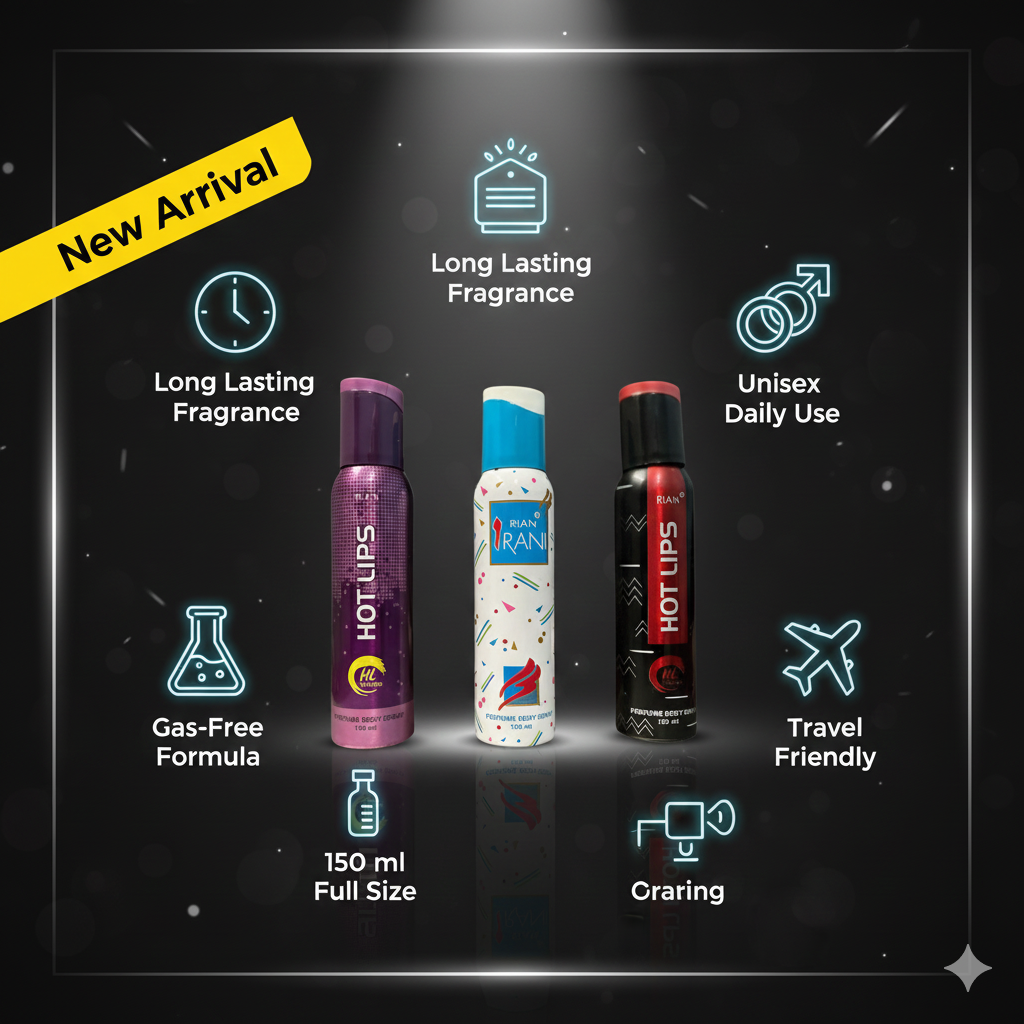 Rian Perfume Body Spray Combo – Hot Lips RED, PRIETY, IRANI (3 x 150ml)