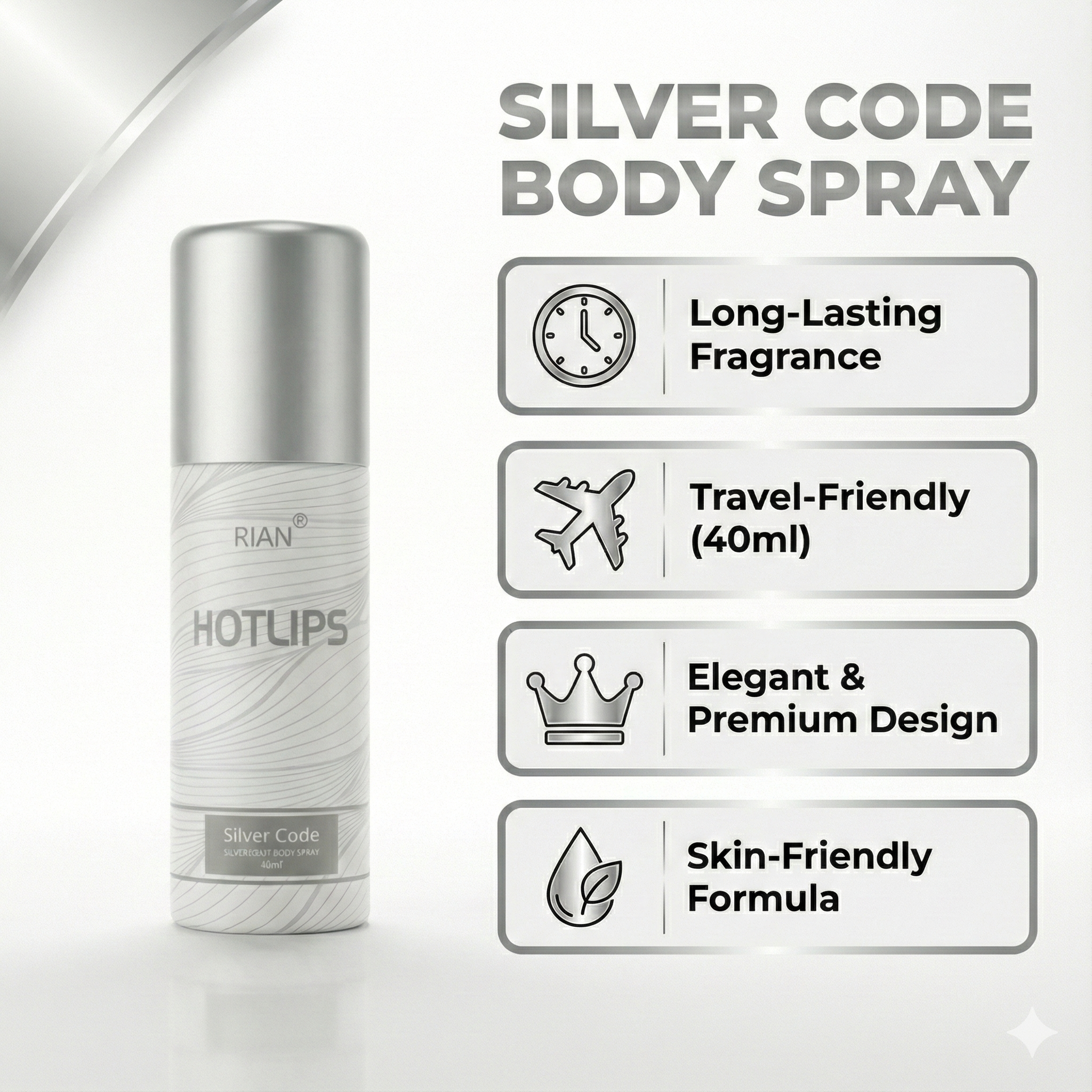 RIAN Silver Code Deodorant Body Spray – 40ml