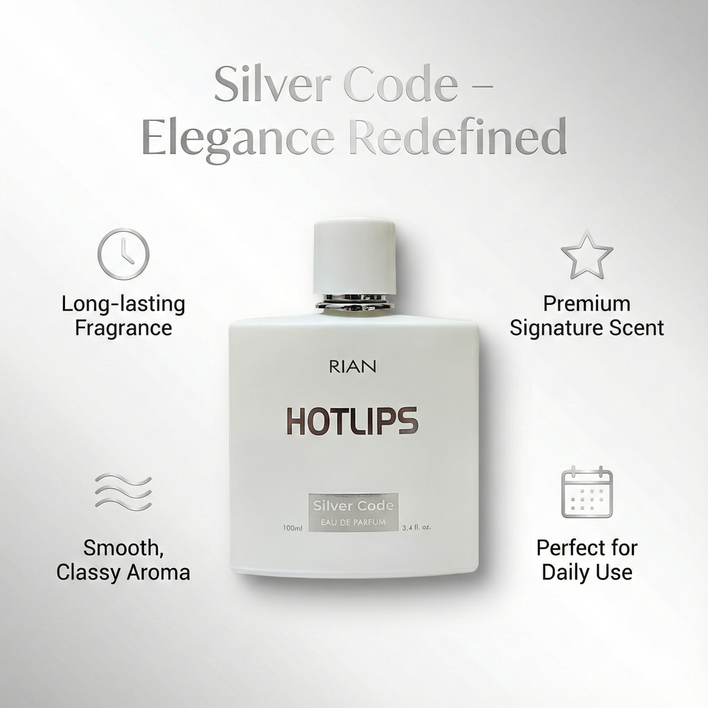 RIAN HOTLIPS Silver Code Eau de Parfum 100ml – Long-Lasting Premium Fragrance for Men & Women