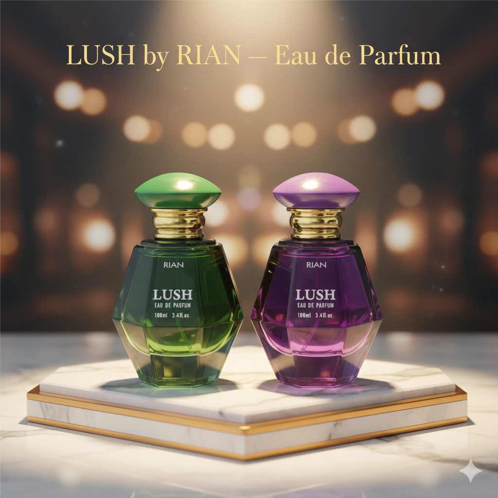 RIAN Lush Eau De Parfum Set, 100 ml, Green and Purple, Pack of 2