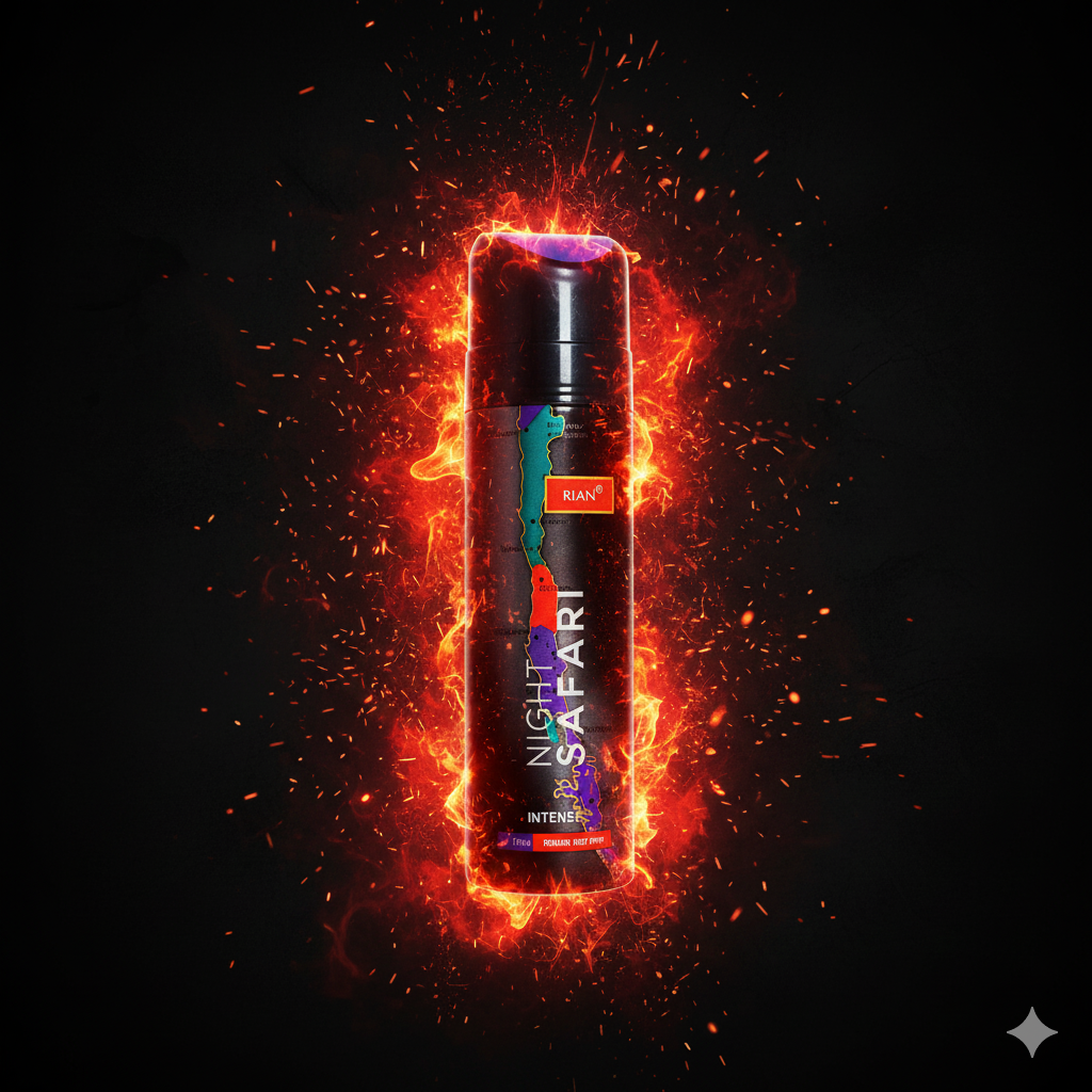 RIAN NIGHT SAFARI Intense Perfume Body Spray | 0% Gas | Long-Lasting Masculine Fragrance | For Men | 120ml