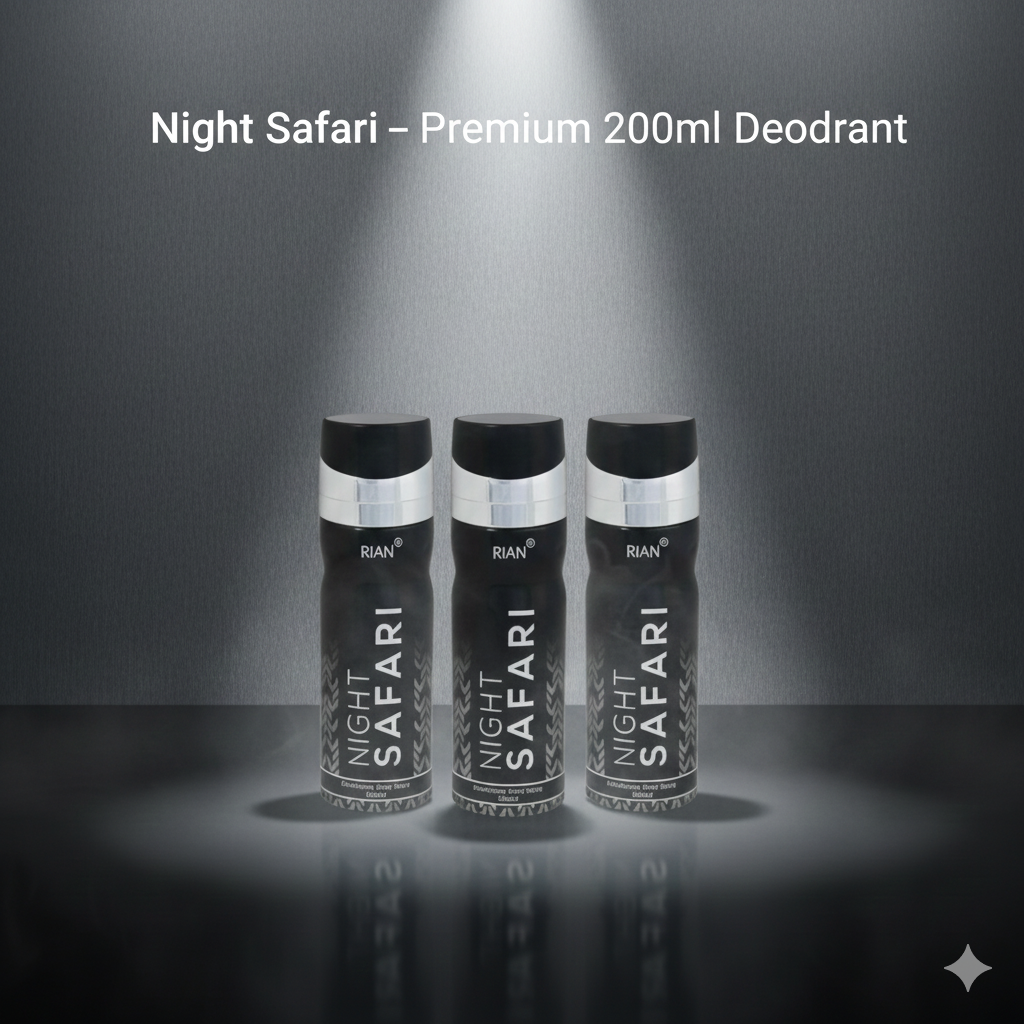 RIAN Night Safari Deodorant Body Spray - 200ml Set of 3