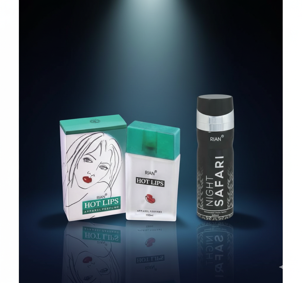 RIAN Hotlips Apparel Perfume (100ml) & Night Safari Deodorant (200ml) Combo
