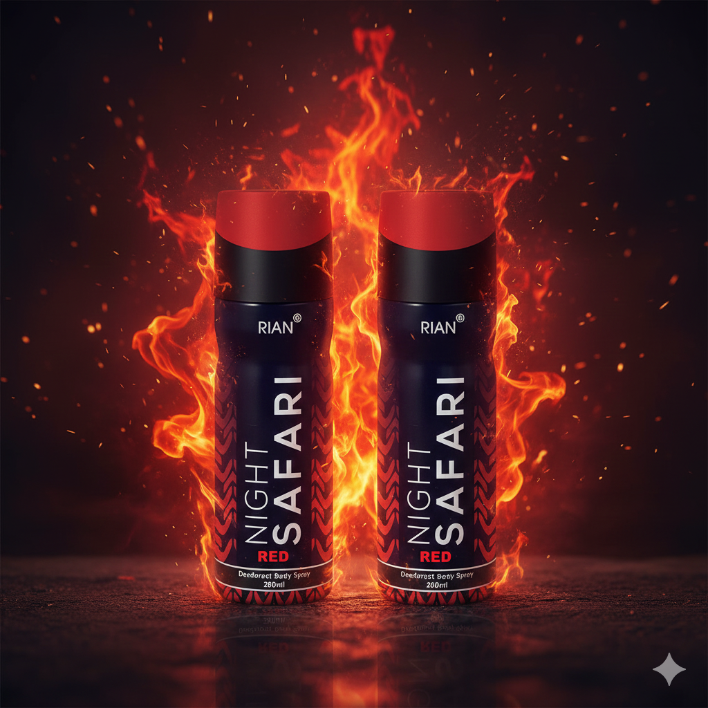 RIAN Night Safari Red Deodorant Body Spray (200 ml) Set Of 2