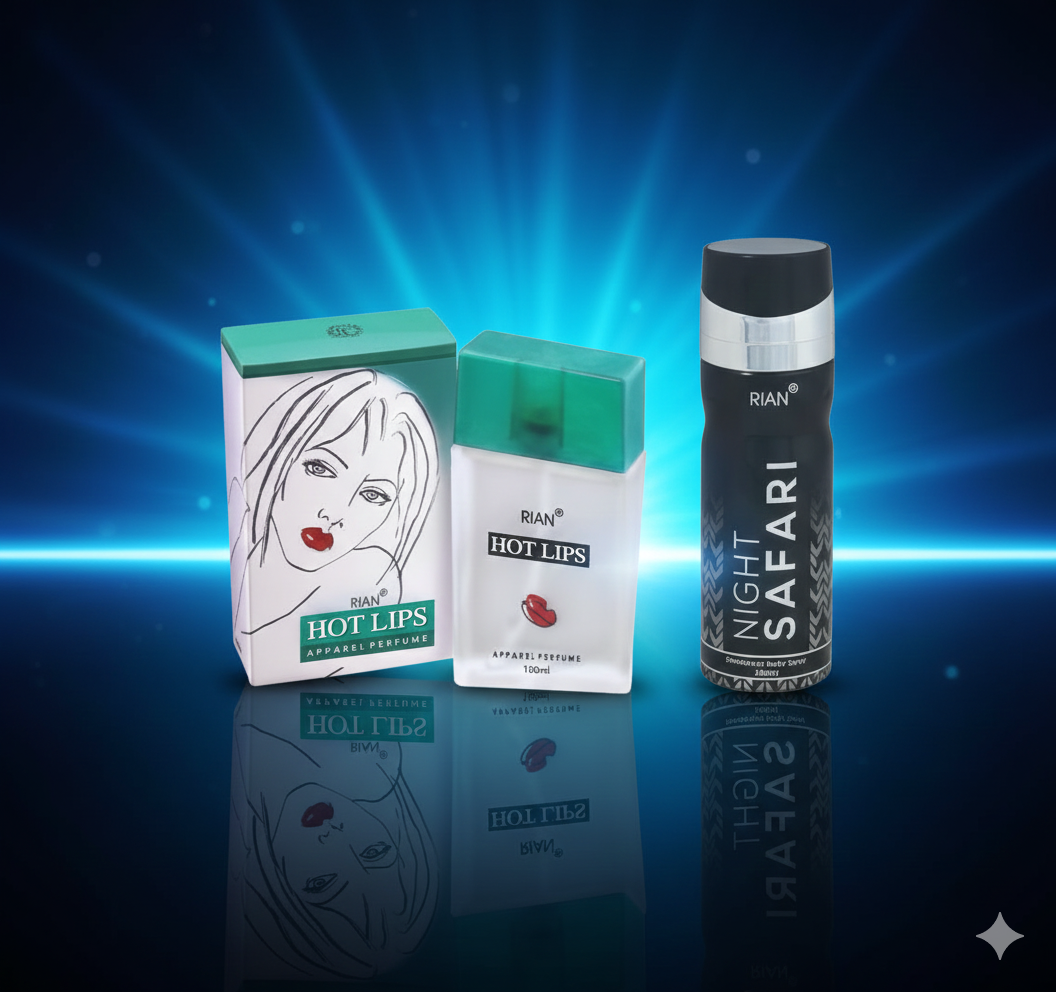 RIAN Hotlips Apparel Perfume (100ml) & Night Safari Deodorant (200ml) Combo
