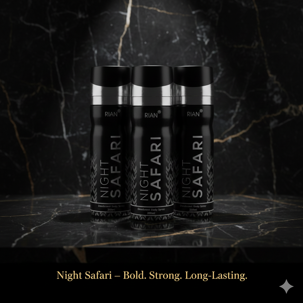 RIAN Night Safari Deodorant Body Spray - 200ml Set of 3