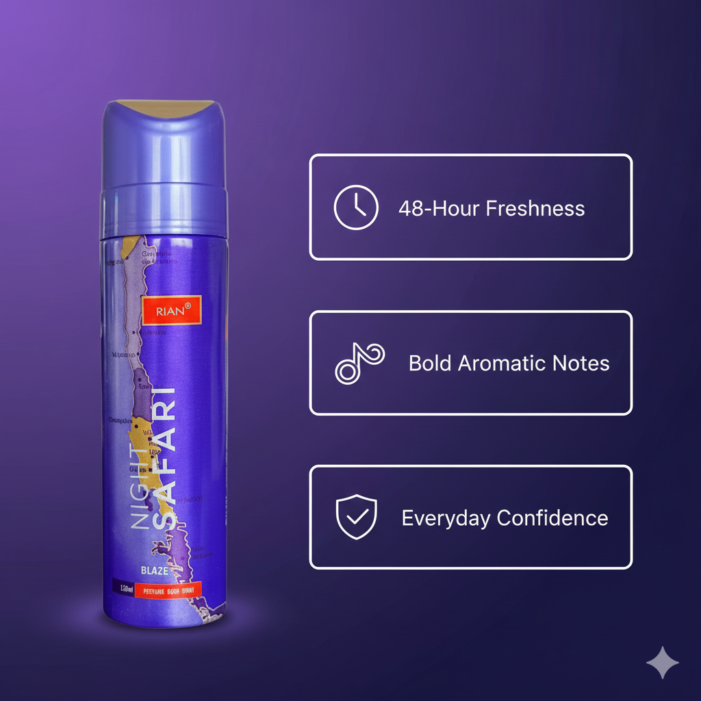 RIAN NIGHT SAFARI Blaze Perfume Body Spray | 0% Gas | Long-Lasting Fragrance | For Men | 120ml