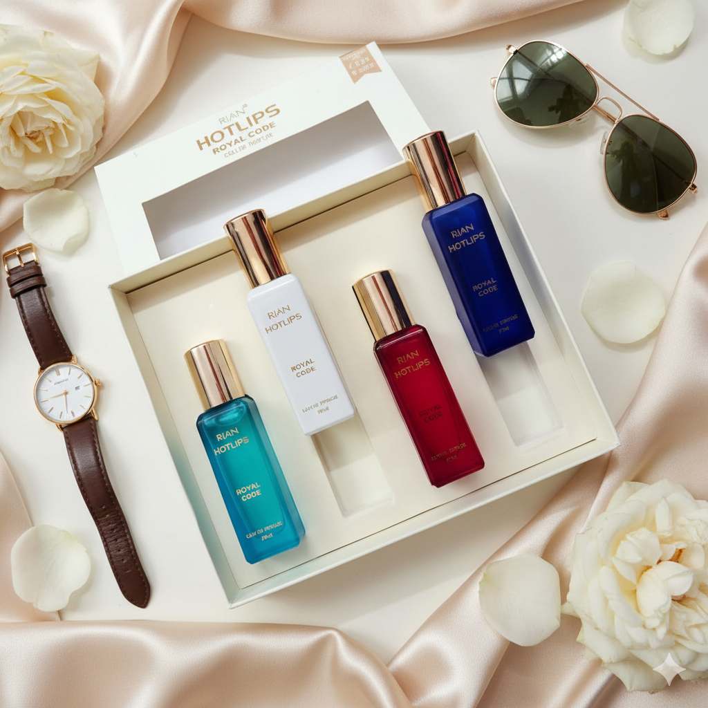 Rian HOTLIPS Mini Perfume Set – Royal Code (Pack of 4, 20ml Each)