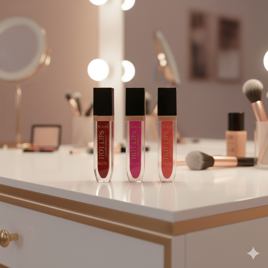 RIAN Hot Lips Elite Liquid Lipstick Set, 3 Colors Pack, Red Pink Brown Shades 109,103, 105